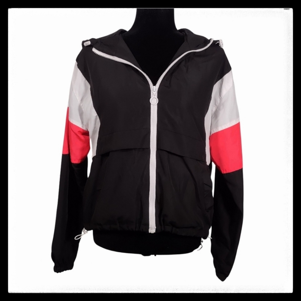 Angel Kiss Color Block Hooded Wind Breaker Size Medium